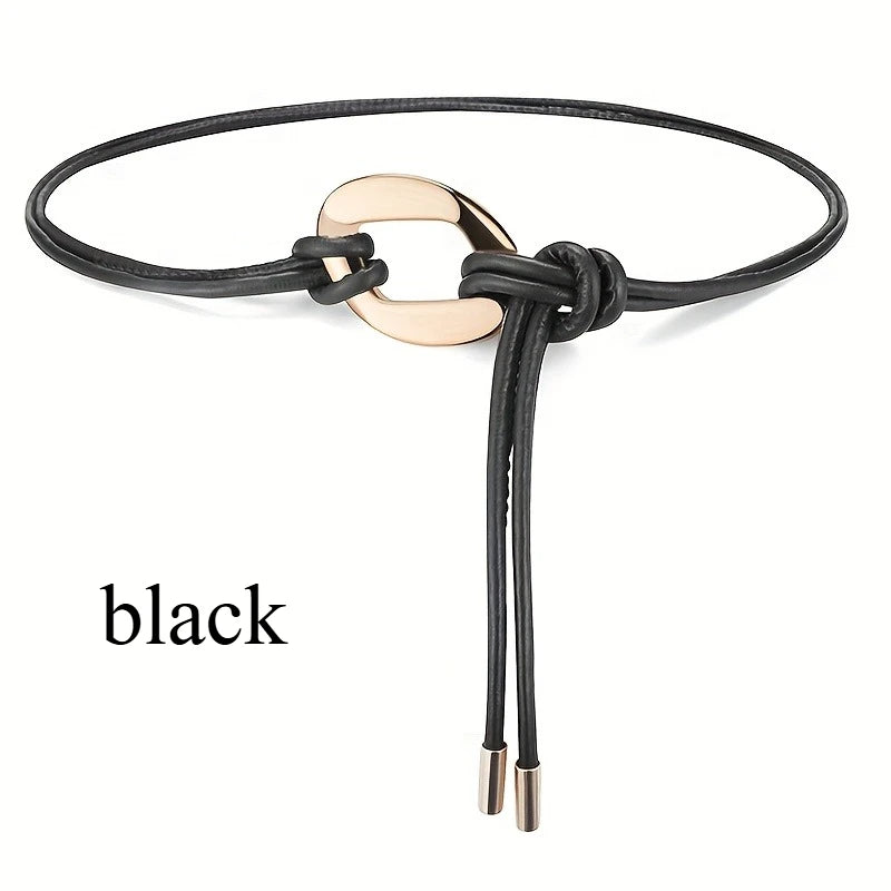 Elegant ladies tie knot belts, retro thin waistbands, fashionable decorative dresses, shirts, coats and overcoats with belts