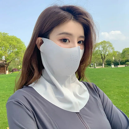 Sunscreen Face Scarf Thin Ice Silk Mask Summer Cover Veil Eye Protection Gini Golf Pattern Randomly On The Left Or Right Faces