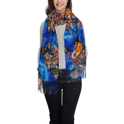 Custom Female Large British Heavy Metal Rock Iron Maidens Scarves Women Winter Soft Warm Tassel Shawl Wraps Scarf