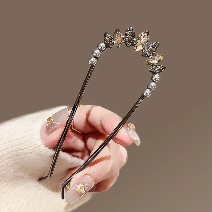 Fashion Hair Accessories Metal U Shape Hair Clip For Women Elegant Simulated Pearl Tassels Hairpin Female Headwear Gifts
