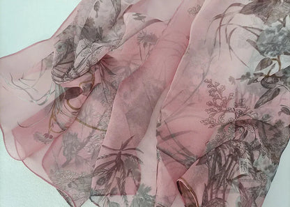 Women Elegant Chiffon Silk Scarves Fashion Versatile Flower Wraps Summer Beach Sunscreen Thin Scarf Georgette Bandana Hijab