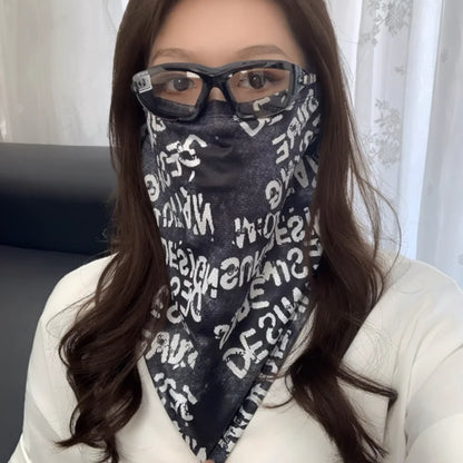 Scarves English Graffiti Sunscreen Face Mask UV Protection Shading Riding Mask Personal Breathable Ice Silk Face Towel Summer