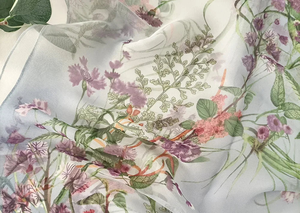 Women Elegant Chiffon Silk Scarves Fashion Versatile Flower Wraps Summer Beach Sunscreen Thin Scarf Georgette Bandana Hijab