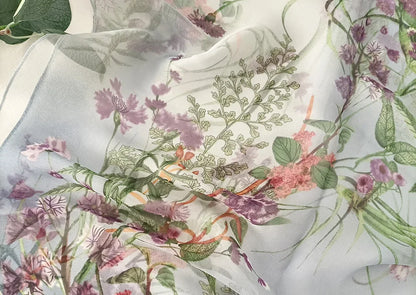 Women Elegant Chiffon Silk Scarves Fashion Versatile Flower Wraps Summer Beach Sunscreen Thin Scarf Georgette Bandana Hijab