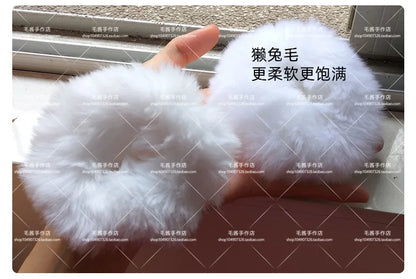 Anime accessories White Fur Hair Ring Japanese Girl Lolita Double Horsetail Hair Ornament Hair Rope kawaii accessories