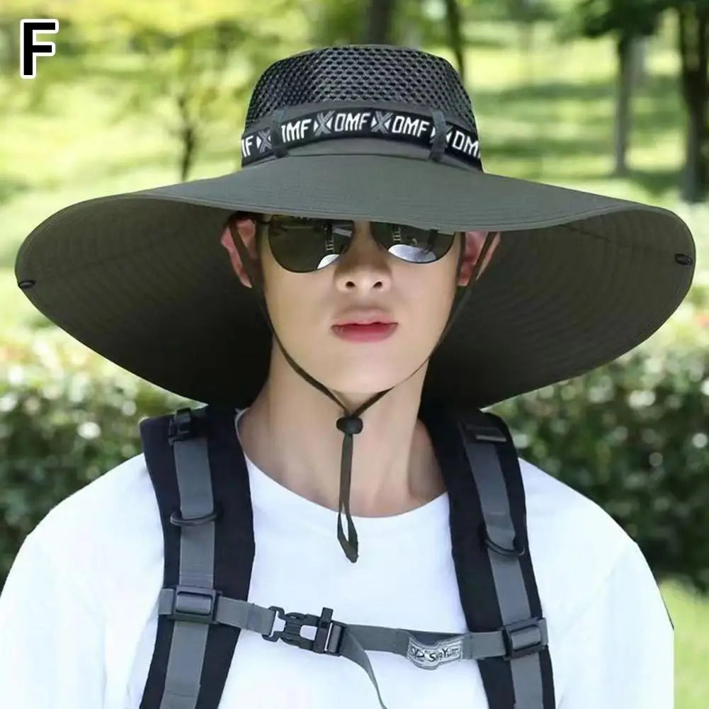 Summer Large Sun Hat Men Women Breathable Fishing Caps Sun UV Protection Mesh Fisherman Hat Hiking Outdoor Beach Cap