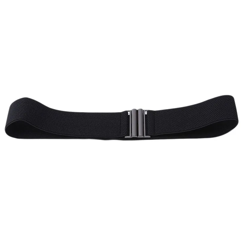 Women Elastic Band Wide Belts Simple Down Coat Waist Belt Female Buckle Black Strap Dress Decoration Accessories